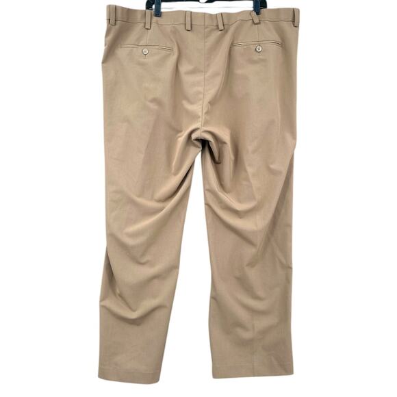 GS Perfect Fit‎ Khaki Pleated Front Belt Loops Dress Trousers Mens Size 46 28 - Picture 2 of 9